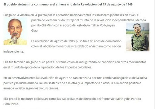 Truyền thông Argentina đưa tin đậm nét về ý nghĩa Cách mạng tháng Tám của Việt Nam - ảnh 1